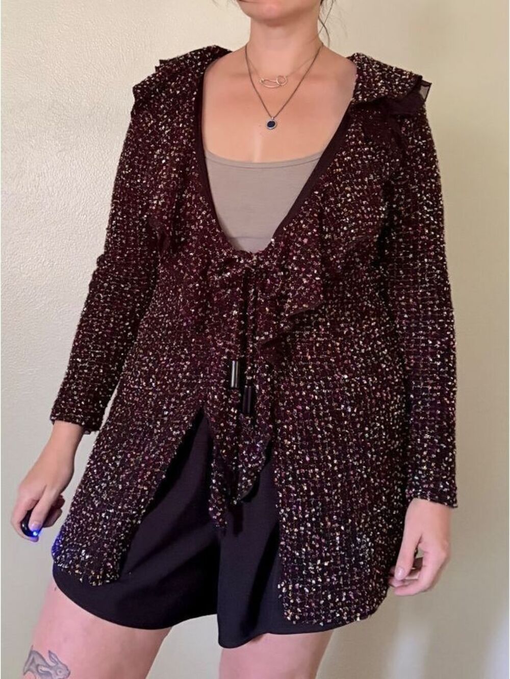 Black Cardigan Multicolor Details Y2K Witchy Whimsical